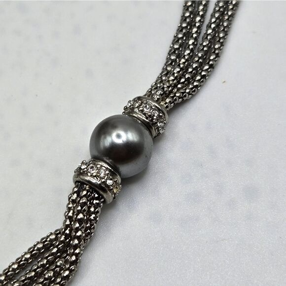 "5/$25" Premier Design Long Silvertone Faux Pearl Necklace - Picture 2 of 7